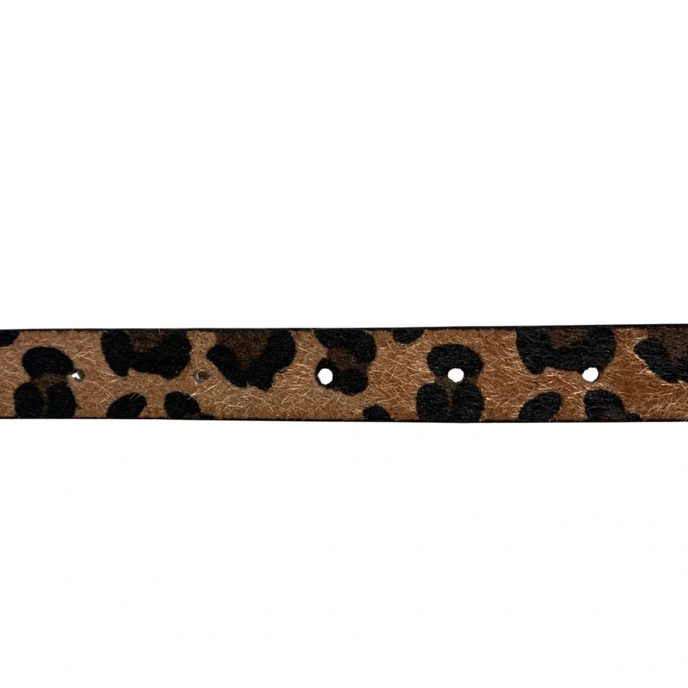 2/$30 Leopard Animal Print Skinny Belt Black Tan Medium Adjustable Mobwife
